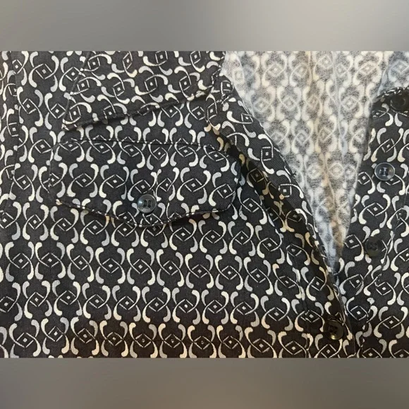 Banana Republic 3/4 Sleeves Black Patterned Dress. Size Medium - Picture 5 of 9